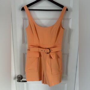 Marciano Peach Sleeveless Belted Romper with Front Pockets